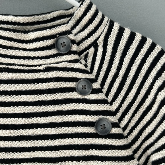 Loft textured stripe sweater . Side buttons . Mock neck . Black and white XS - Picture 2 of 5